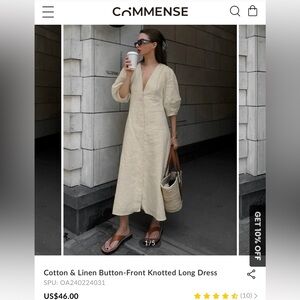 Never Used |Cotton Linen Spring Dress| Size L| Commense